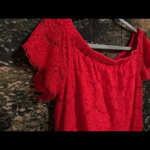 🌹red lace off the shoulder dress🌹